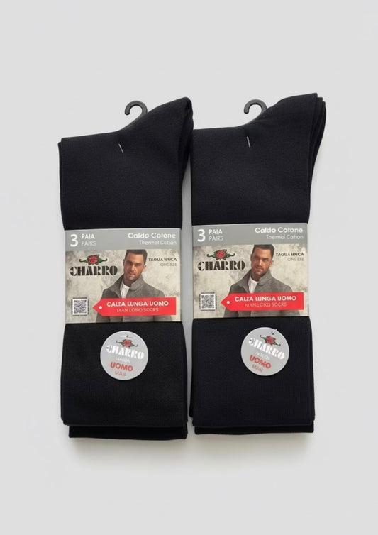 Tripack Calze Lunghe Uomo Caldo Cotone tinta unita - CHARRO
