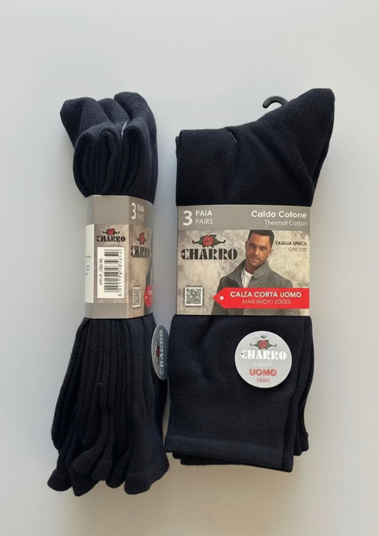 Tripack Calze Corte Uomo Caldo Cotone tinta unita - CHARRO
