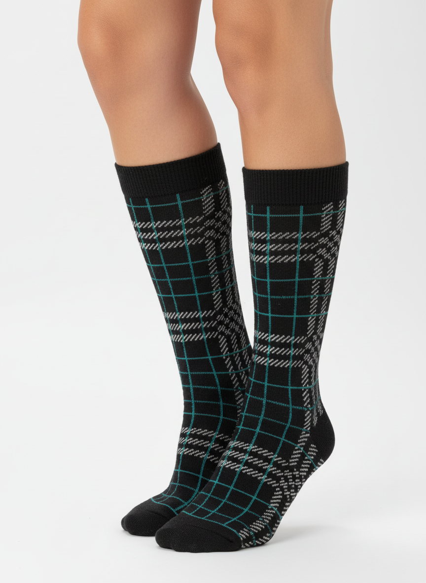 Tripack Calza Lunga Donna Fantasia scozzese in caldo cotone - CHARRO