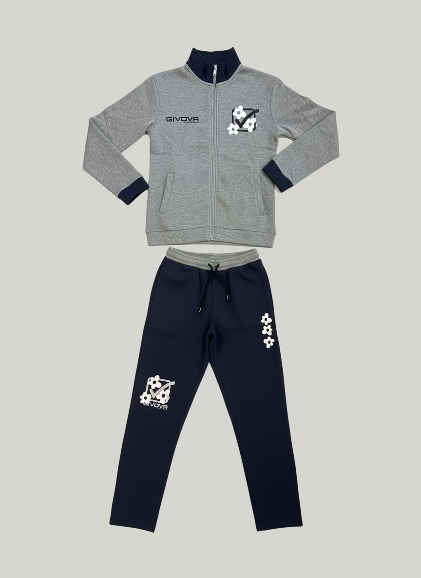 Tuta Donna in felpa modello Grigio e Blu Navy con zip con stampa GIVOVA - Taglia S