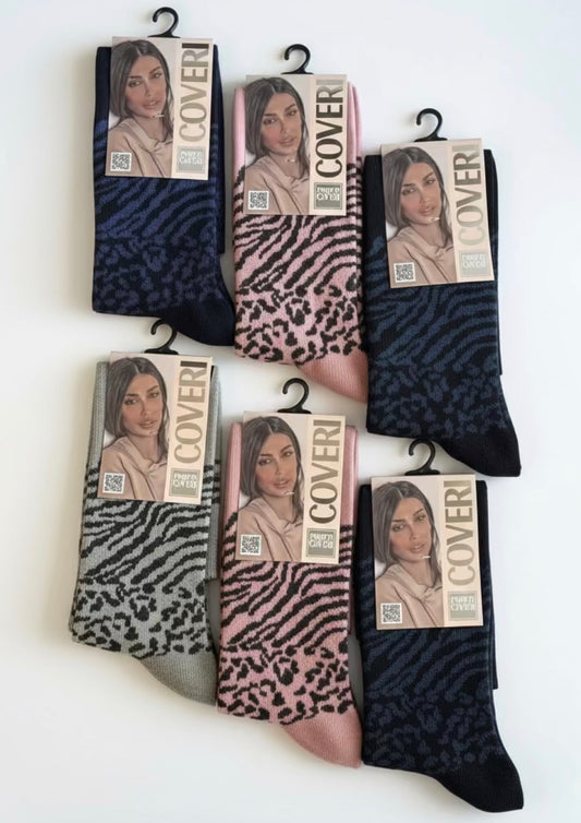 Calza Lunga Donna Caldo Cotone Fantasia Animalier ENRICO COVERI