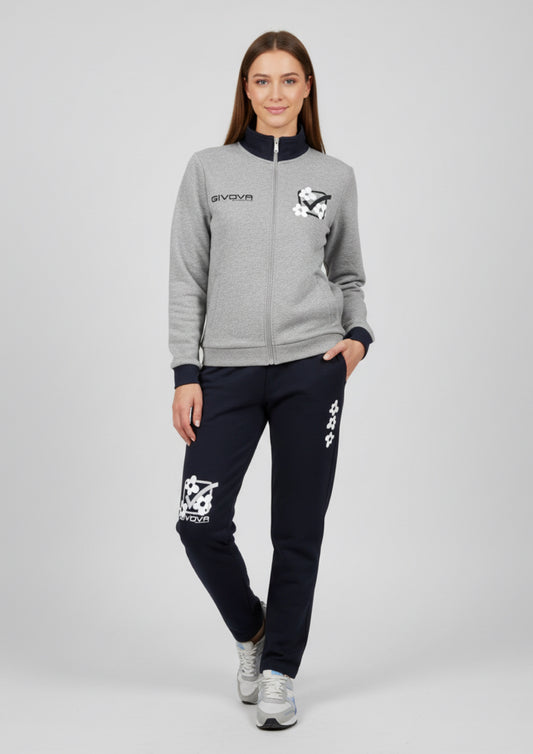 Tuta Donna in felpa modello Grigio e Blu Navy con zip con stampa - GIVOVA