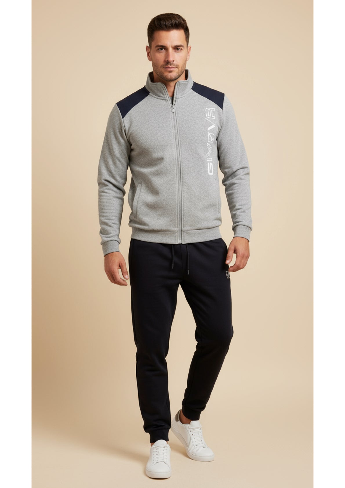Tuta Uomo in felpa Modello Grigio e Navy con Zip - GIVOVA