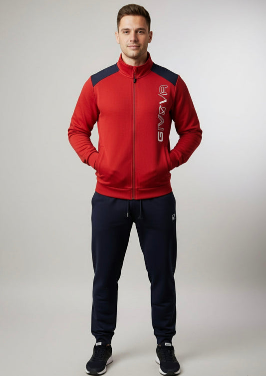 Tuta Uomo in felpa modello Rosso e Navy con zip - GIVOVA