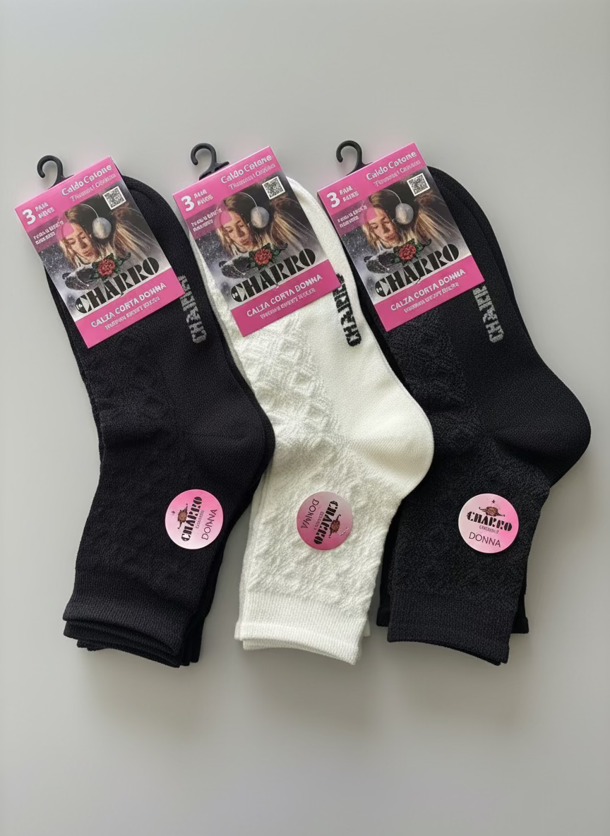 Tripack Calze Corte Donna in Caldo Cotone Jacquard – CHARRO