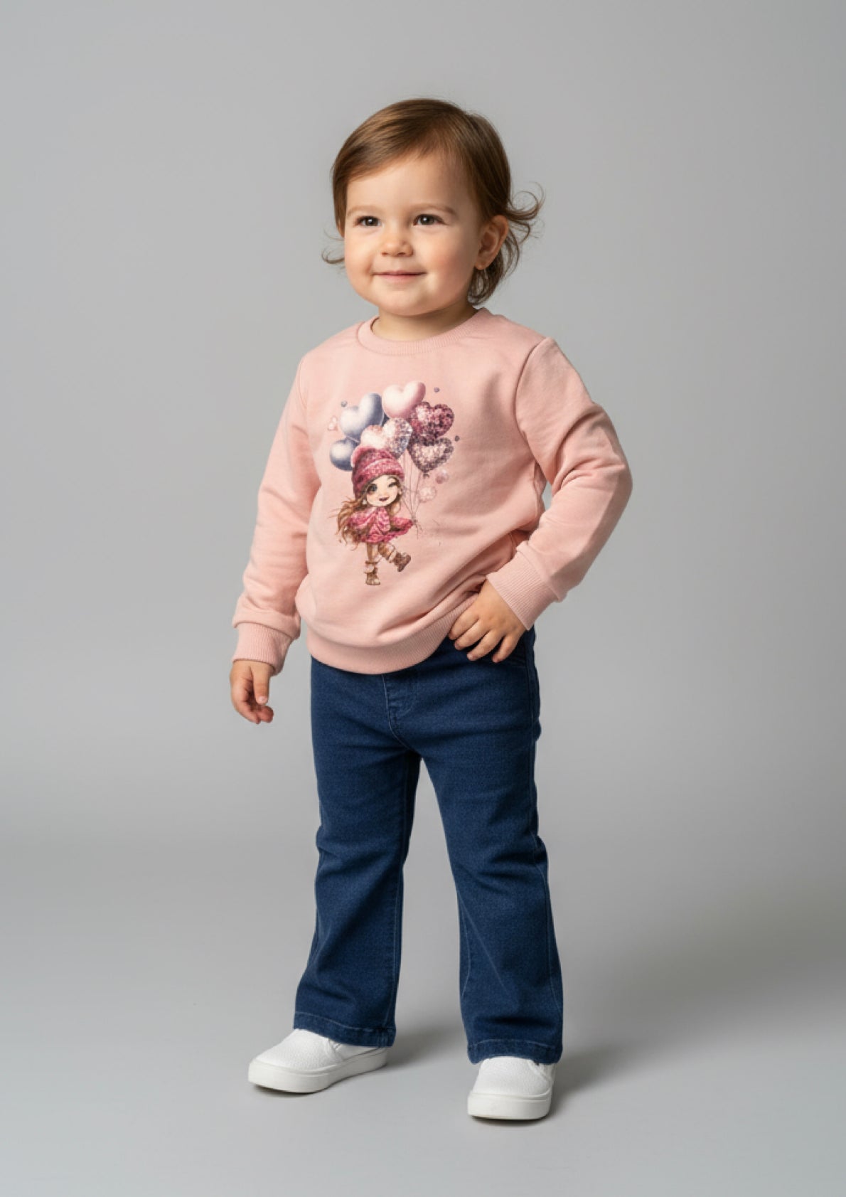 Completo neonata con maglia felpata e jeans a zampa – Taglia 30 mesi
