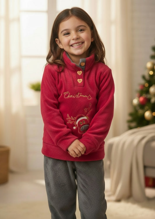 Pigiama bimba natalizio in coral IRGE - Taglie 5/6 e 7/8 anni