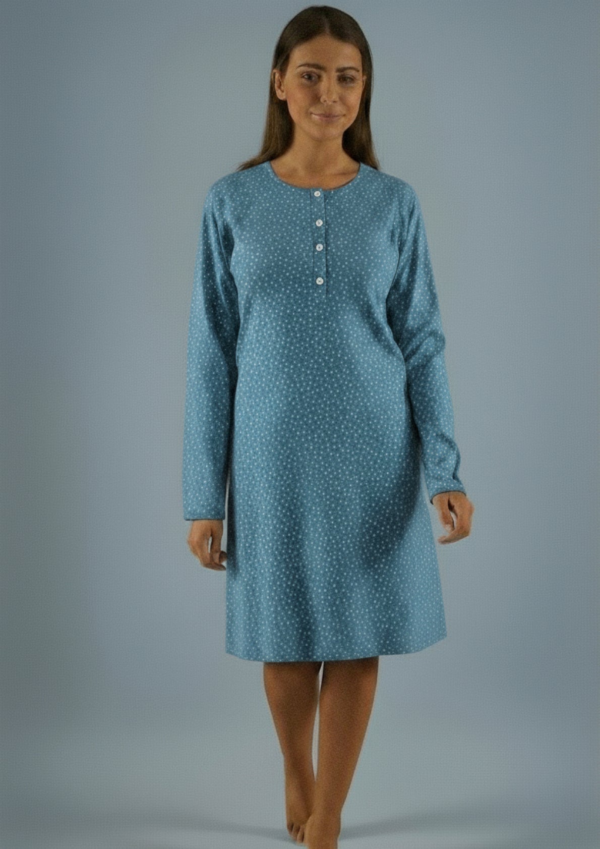 Camicia da notte Interlock fantasia stampa pois BACI DI NOTTE - Taglie XL e XXL