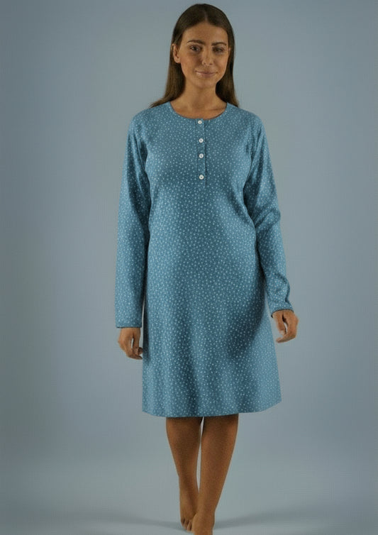 Camicia da notte Interlock fantasia stampa pois BACI DI NOTTE - Taglie XL e XXL