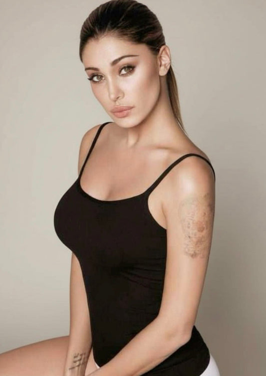 Canotta spallina stretta in cotone elasticizzato JADEA