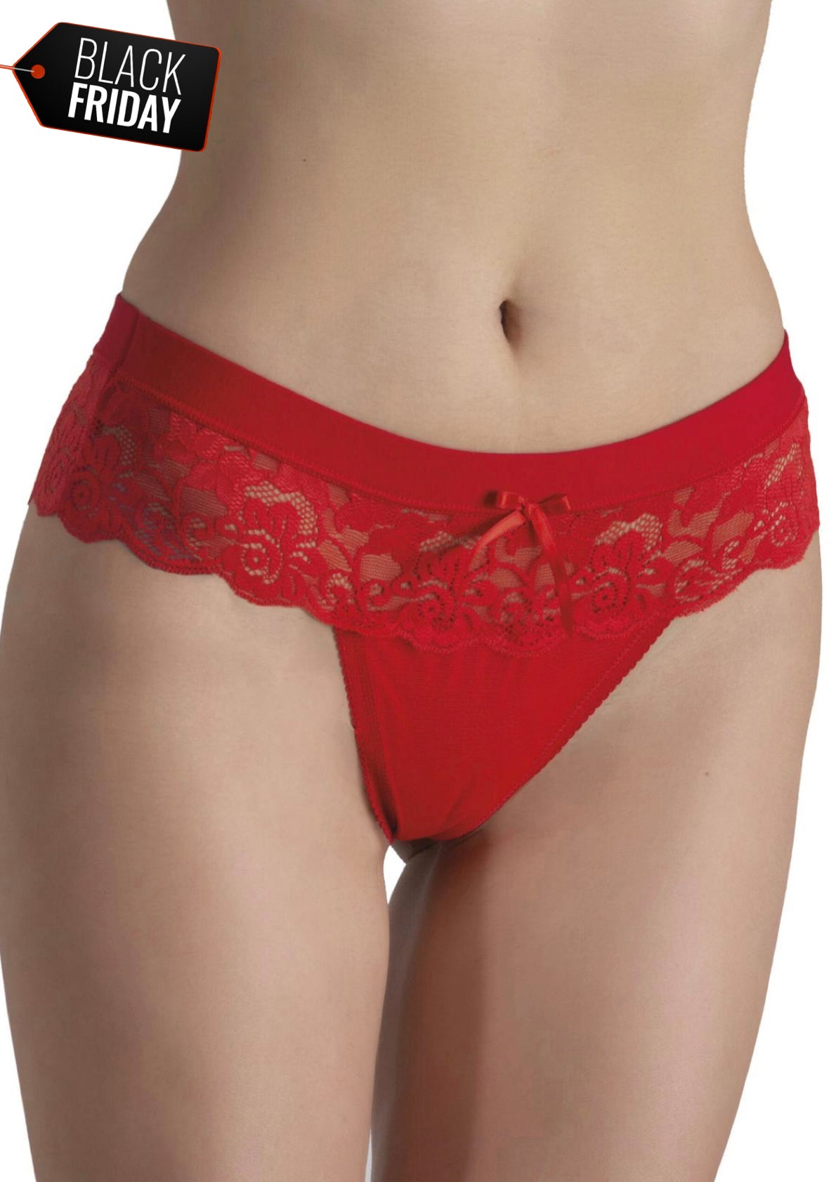 Slip brasiliano in pizzo rosso INTIMAMI