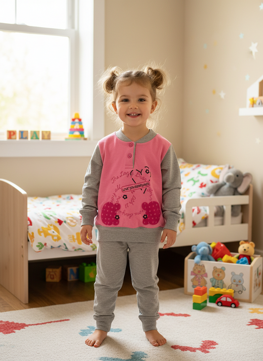Pigiama Bimba manica lunga in cotone felpato Punto&Virgola