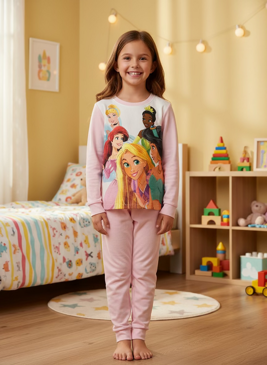 Pigiama Bambina manica lunga Cotone felpato Disney Princess - Taglia 7/8 anni