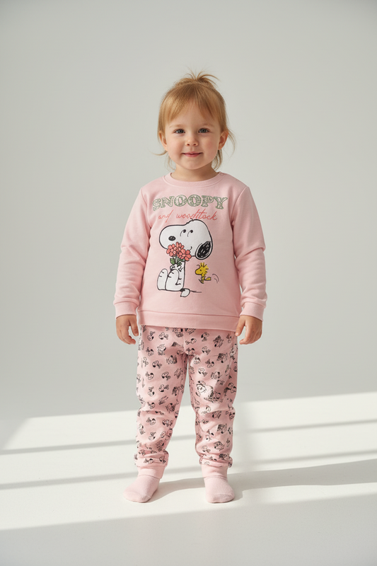 Pigiama Neonata in cotone felpato Sabor Peanuts Snoopy - Taglia 30 mesi