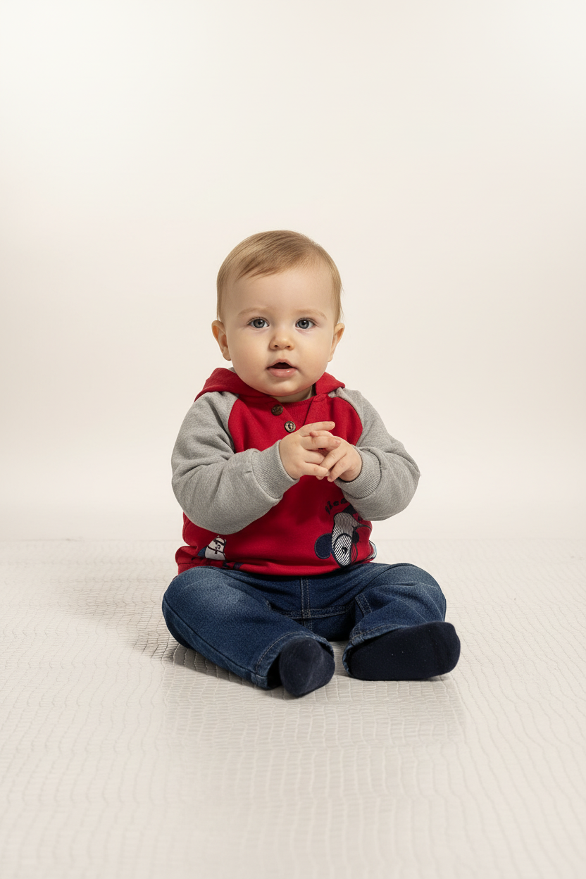 Completo Neonato felpa con cappuccio e Jeans - Taglia 12/18 mesi