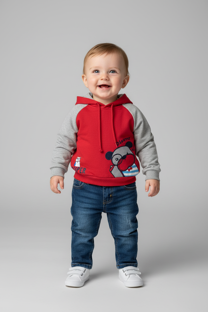 Completo Neonato felpa con cappuccio e Jeans - Taglia 12/18 mesi