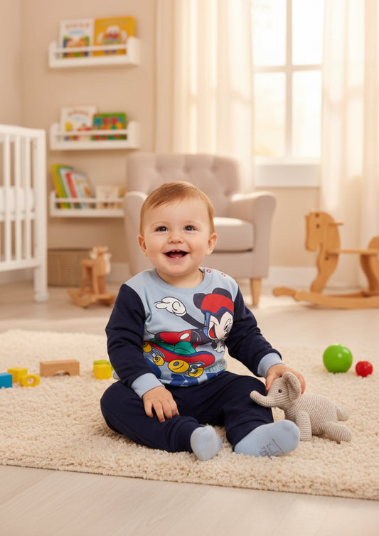 Pigiama Neonato in cotone felpato Disney Mickey Mouse - Taglia 12 mesi