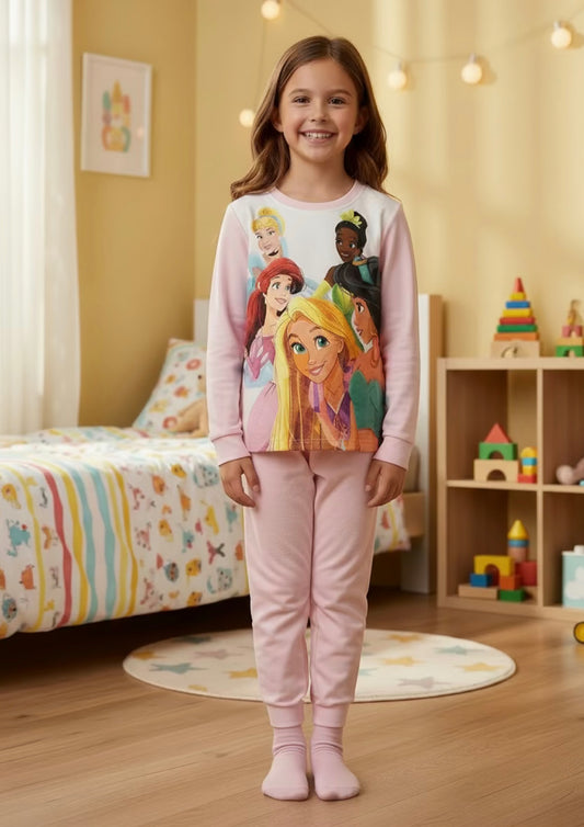Pigiama Bambina manica lunga Cotone felpato Disney Princess - Taglia 7/8 anni