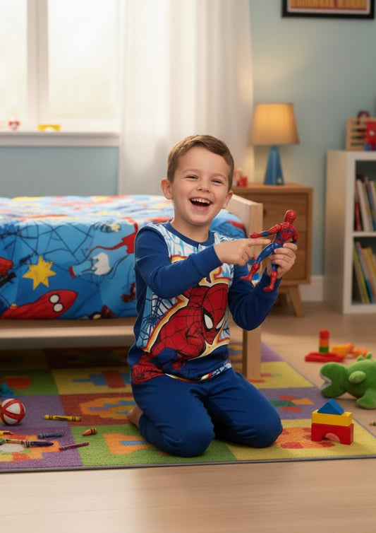 Pigiama Bambino manica lunga Cotone Interlock SPIDERMAN - Taglie 3/4 e 7/8 anni
