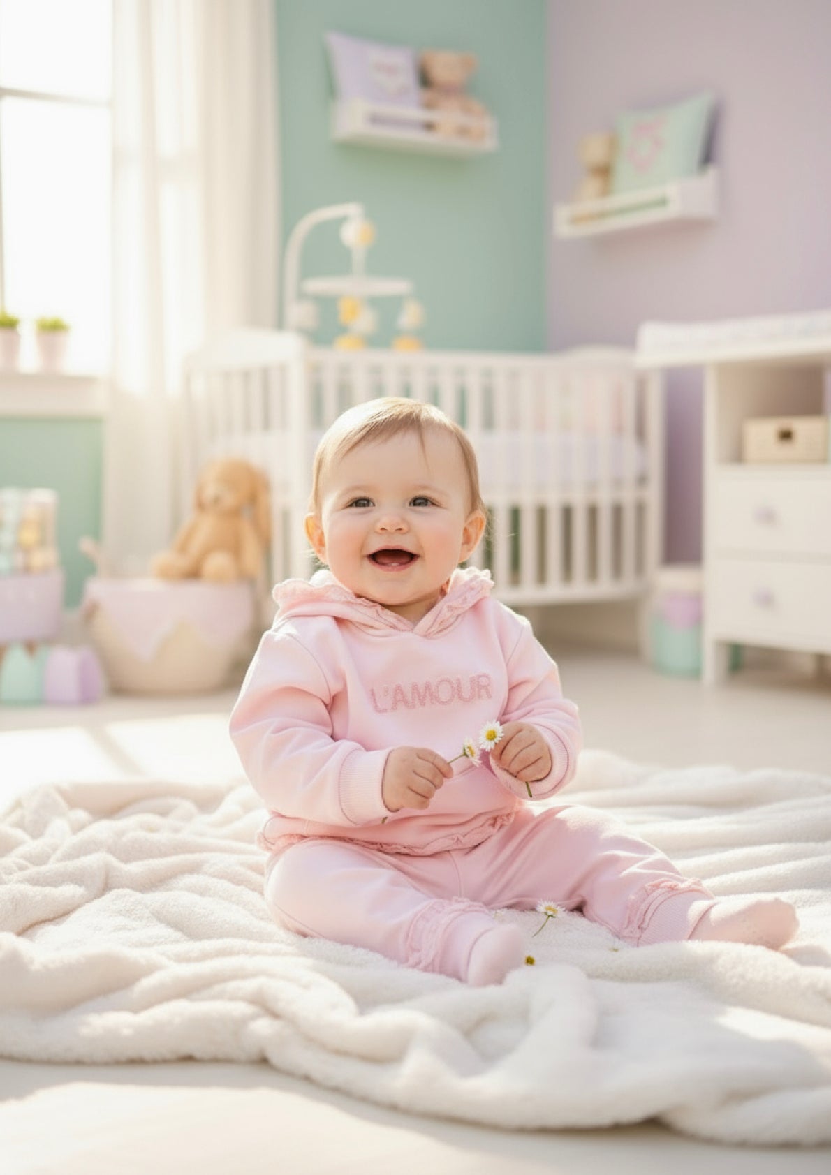 Tuta garzata primaverile con cappuccio e pantaloni con elastico in vita LOLLITOP - Taglia 9/12 mesi