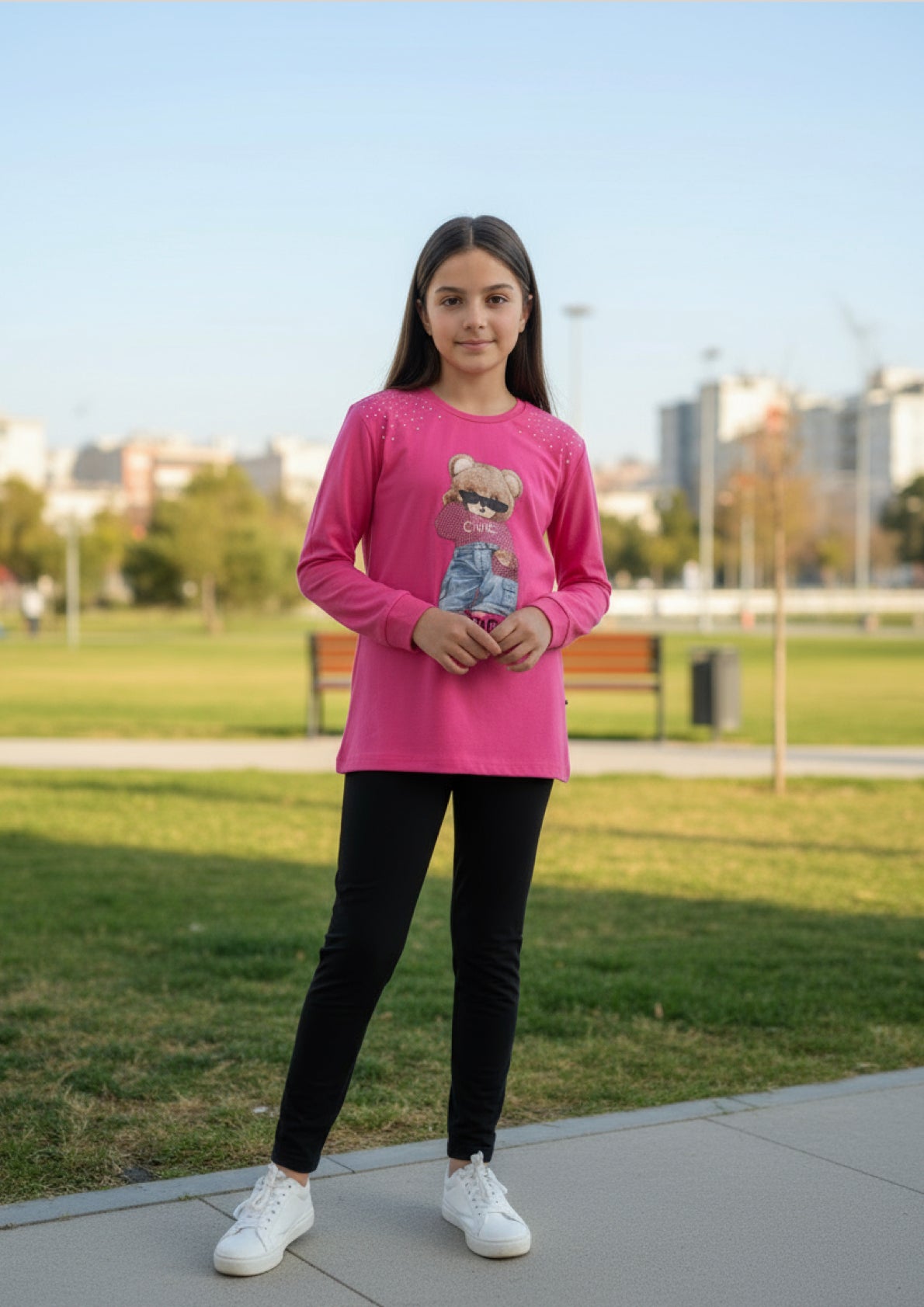 Completo Ragazza T-Shirt manica lunga jersey e leggins LOLLITOP - Taglie 8 e 10 anni