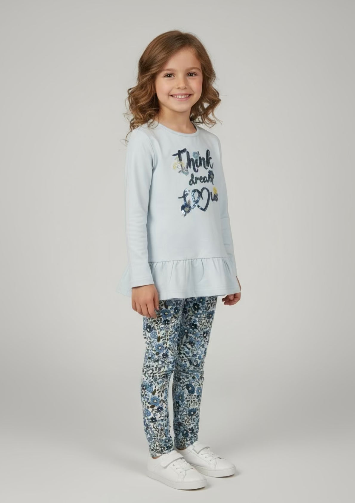 Completo Bambina "Think dream love" maglia e leggins in caldo cotone - Taglie 4 e 6 anni
