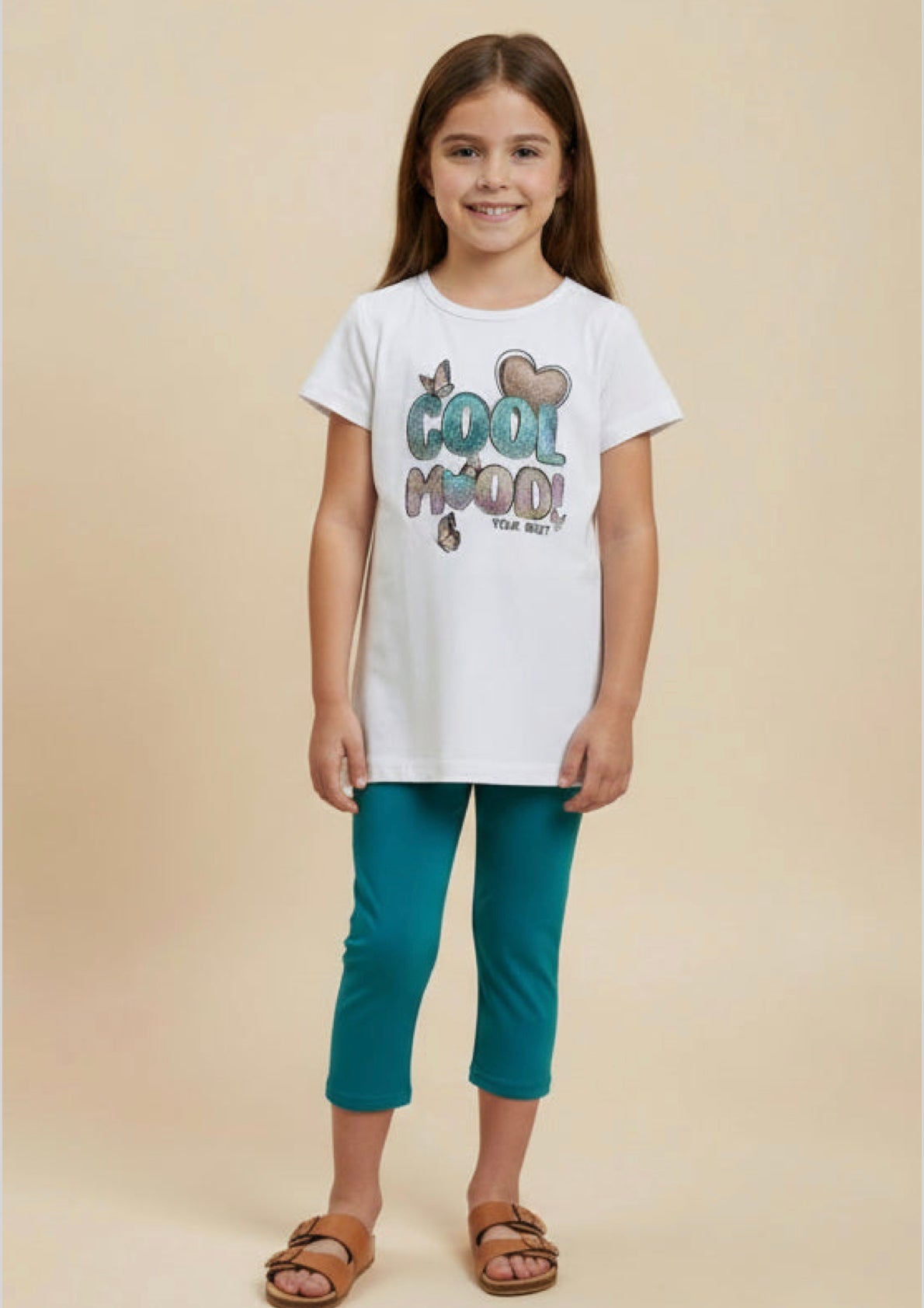 Completo bambina “Cool Mood” Maglietta + pantalone capri - Taglia 6 anni