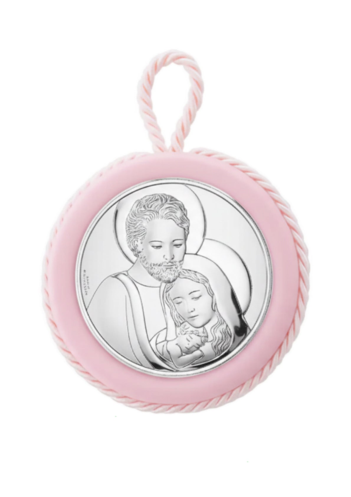 Medaglione Sacra Famiglia in pelle con lamina in argento VALENTI