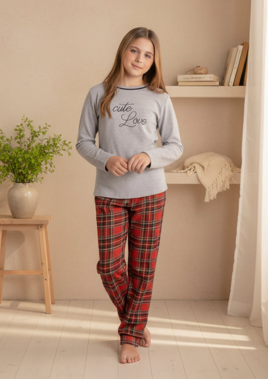 Pigiama ragazza caldo cotone LOVE&BRA - Taglia 12 anni