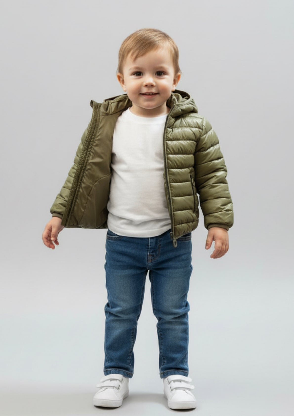 Giubbino 100 grammi Neonato con cappuccio e zip modello "Bear Ears" con orecchie - Taglie 30 e 36 mesi