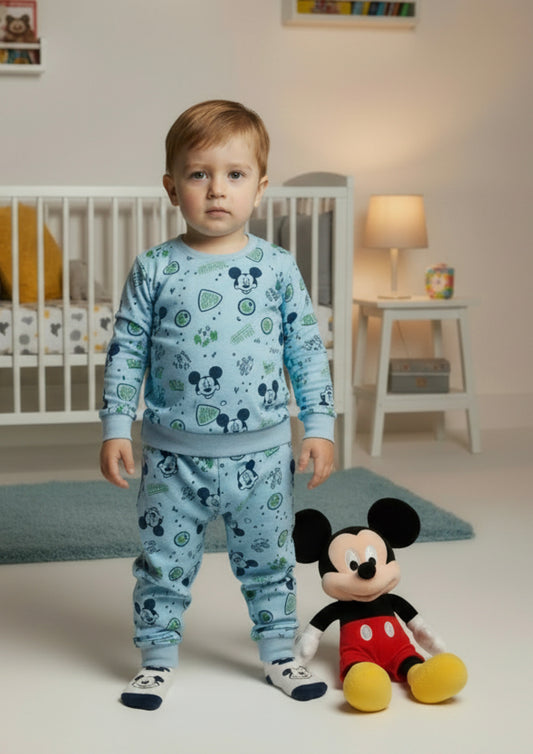 Pigiama Neonato manica lunga primaverile in Jersey di Cotone Mickey Mouse Disney ELLEPI - Taglia 30 mesi
