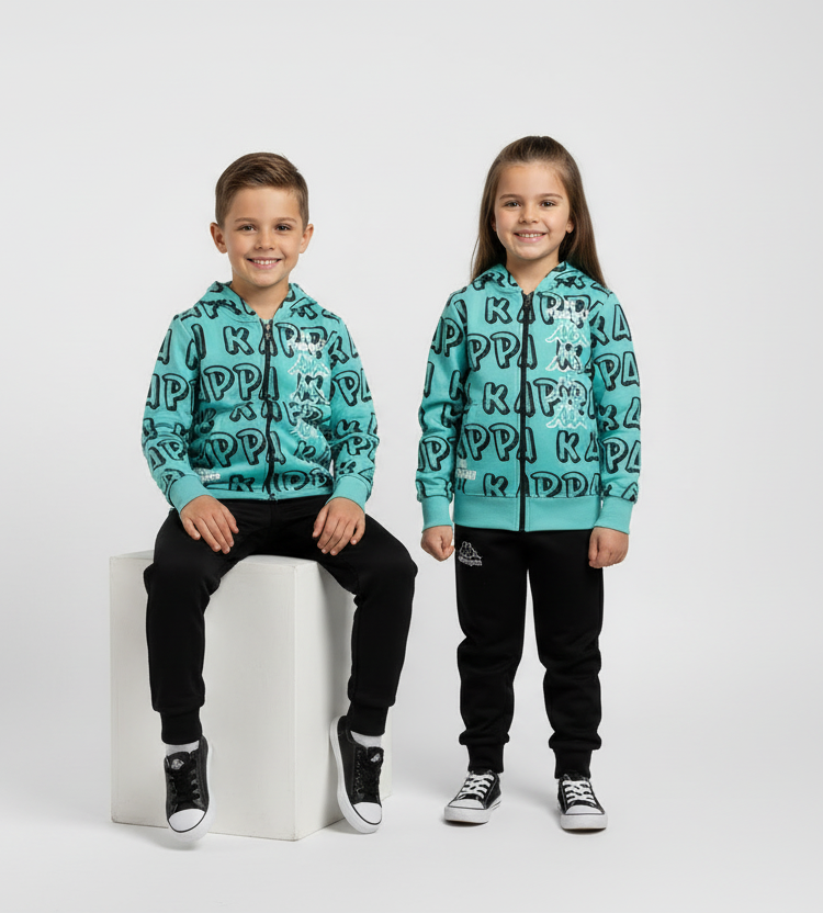 Tuta Unisex con zip e cappuccio in cotone garzato KAPPA - Taglia 4 anni