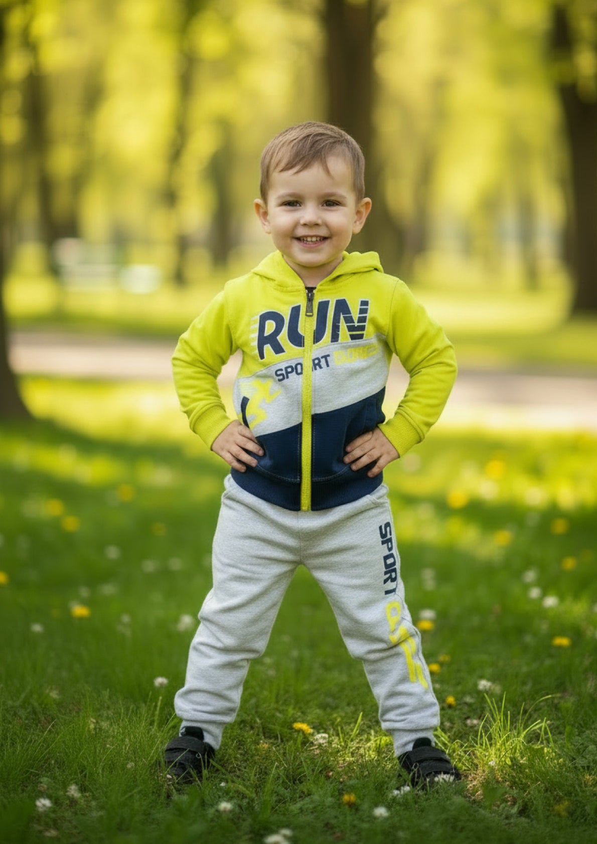 Tuta bambino in cotone garzato con zip e cappuccio LAST STAR - Taglia 3 anni