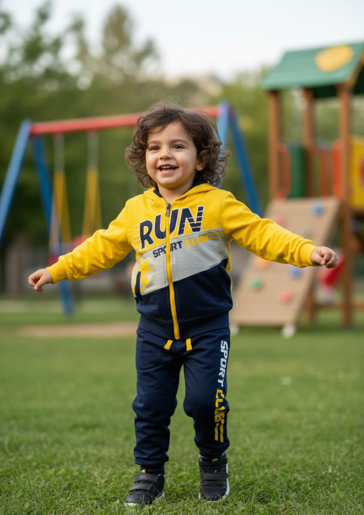 Tuta bambino in cotone garzato con zip e cappuccio LAST STAR - Taglie 3 e 4 anni