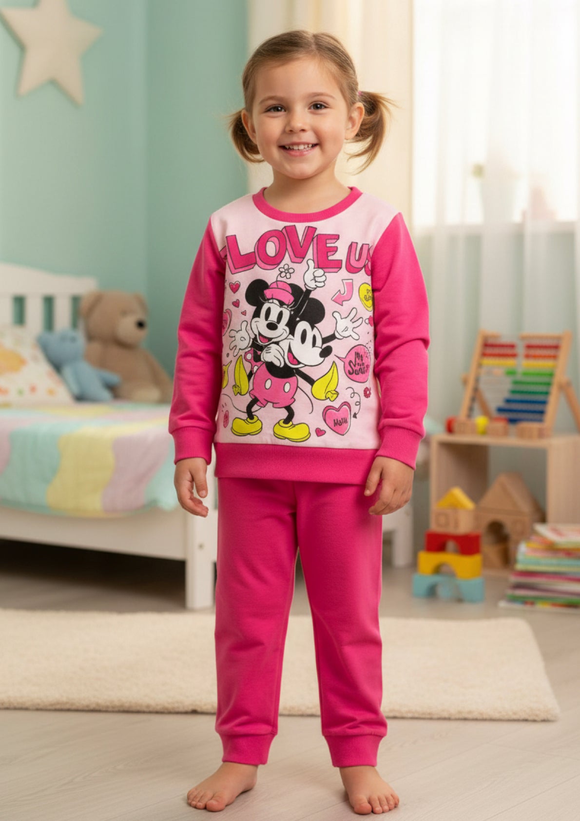 Pigiama Neonata e Bambina manica lunga primaverile in Jersey di Cotone Minnie Disney ELLEPI - Taglie dalla 12 mesi alla 3 anni