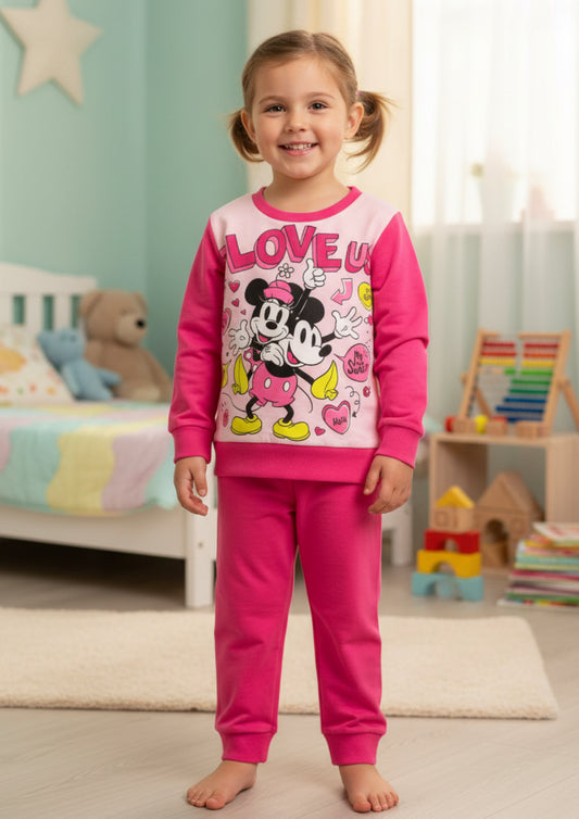 Pigiama Neonata e Bambina manica lunga primaverile in Jersey di Cotone Minnie Disney ELLEPI - Taglie dalla 12 mesi alla 3 anni