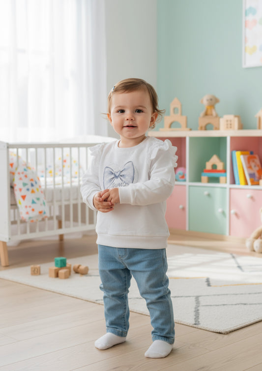 Completo Neonata 2 pezzi T-Shirt manica lunga + Jeans LOLLITOP - Taglia 24 mesi