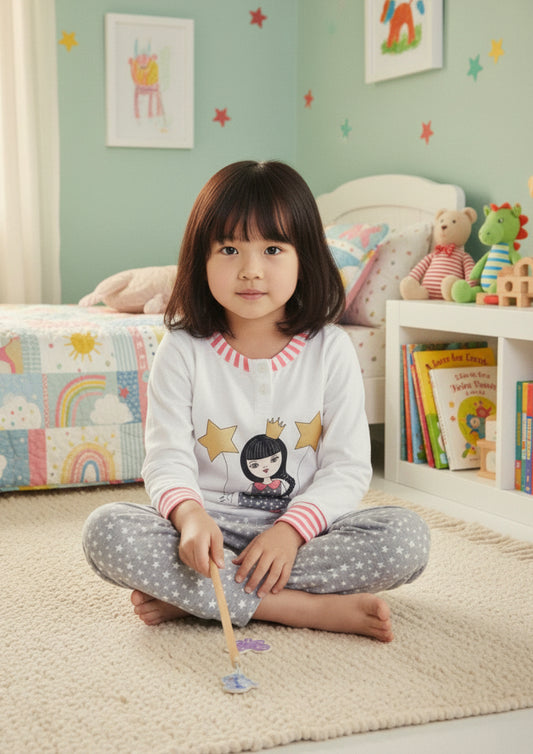 Pigiama Bambina manica lunga Cotone jersey Piccoli Sogni by BOLLICINE - Taglia 3/4 anni