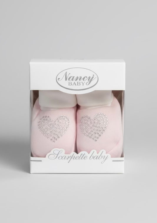 Scarpette in Ciniglia Neonata con Cuore Strass – NANCY BABY