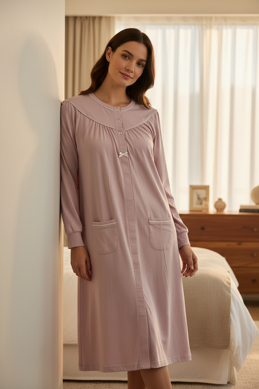 Camicia da notte in Jersey di cotone Rosa Chiaro IRGE - Taglia L/XL