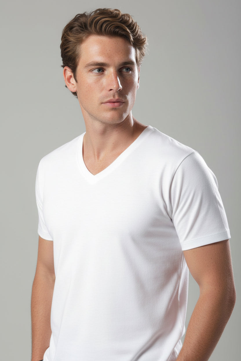 Maglia Uomo Mezza Manica Collo a Punta cotone interlock felpato Art. 203 - LEABLE