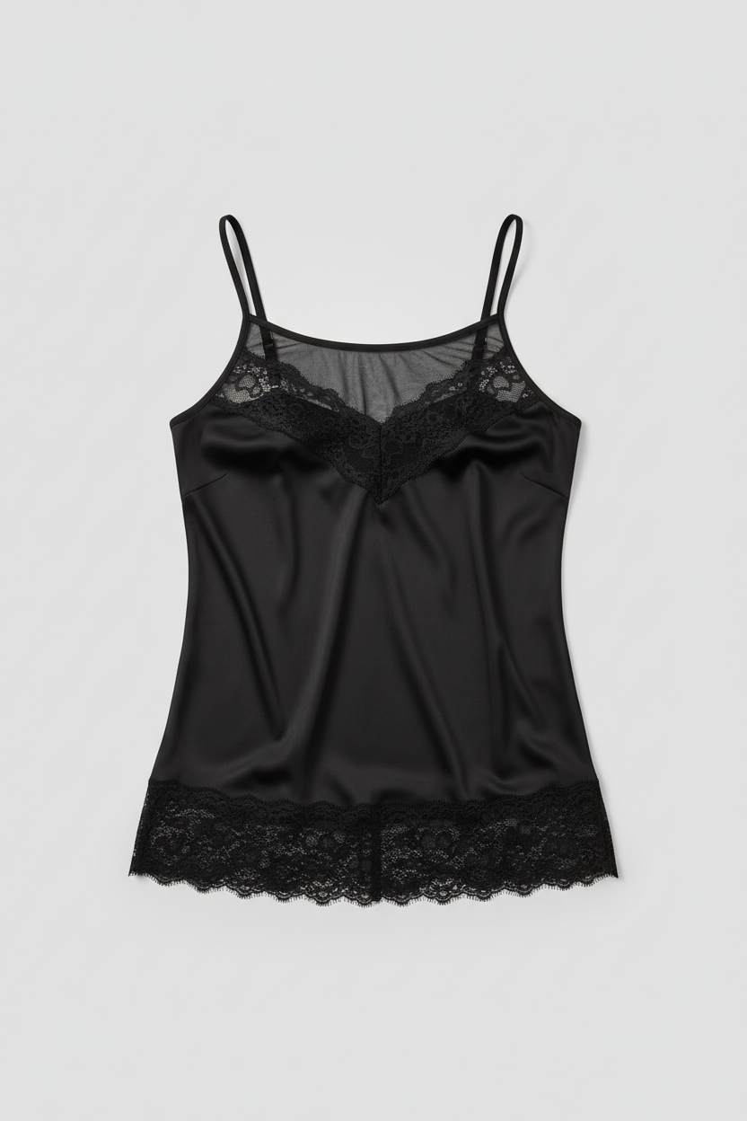 Top Donna in cotone elasticizzato, tulle e pizzo con spallina stretta - INTIMAMI