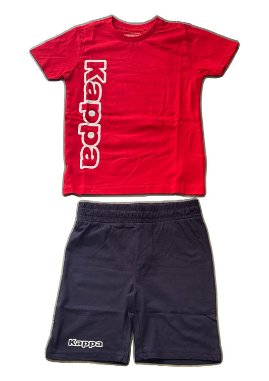 Completo Ragazzo T-shirt rossa + bermuda nero KAPPA