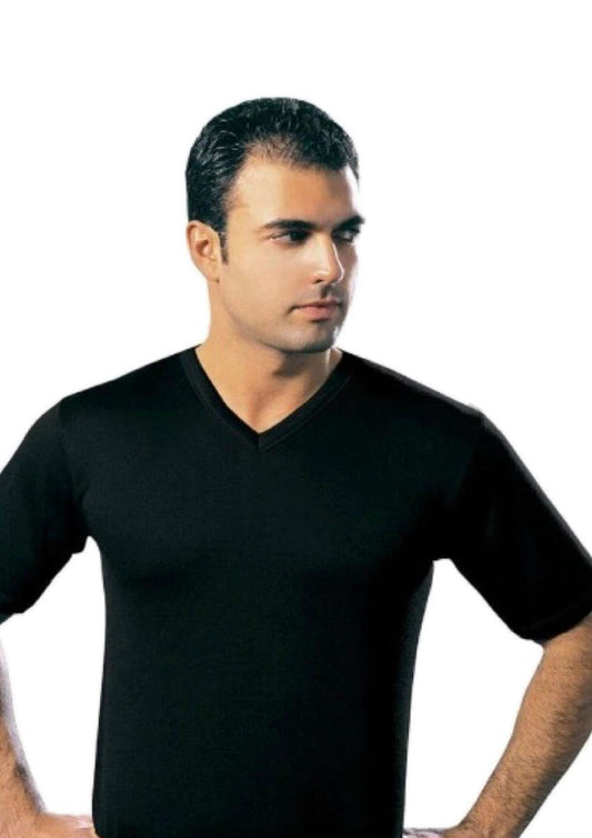 Maglia mezza manica collo a punta cotone interlock felpato LEABLE Art. 330 Nero, Blu e Grigio
