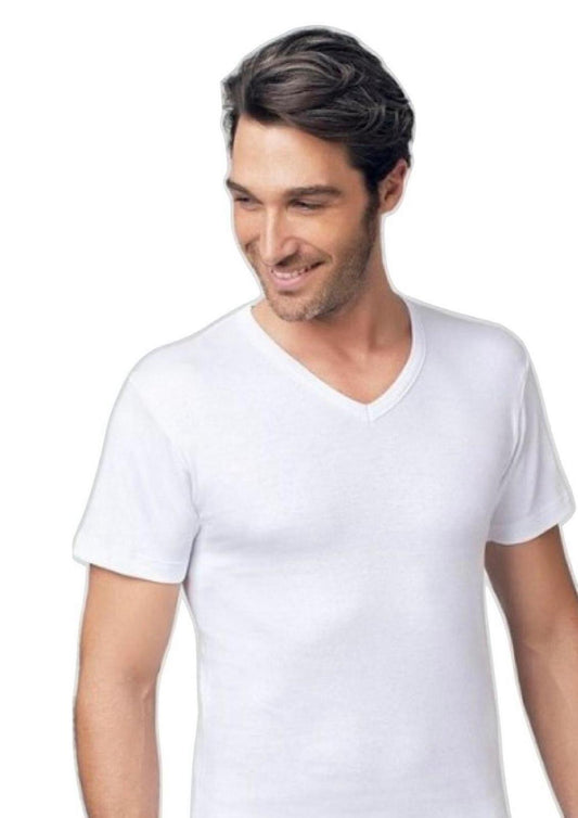 Maglia mezza manica collo a punta cotone interlock felpato Pop NOTTINGHAM Bianco, Nero, Blu e Grigio