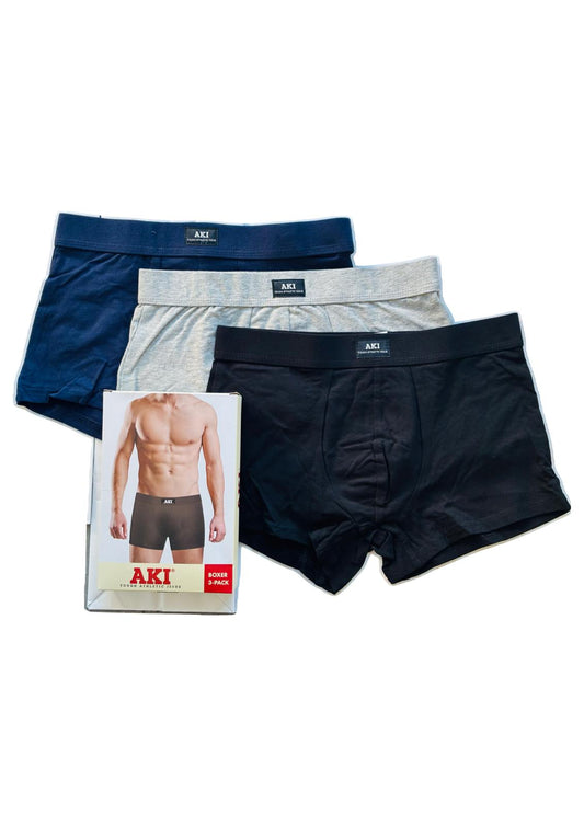 Tripack Boxer Uomo Elastico Ricoperto, Colori Tinta Unita AKI