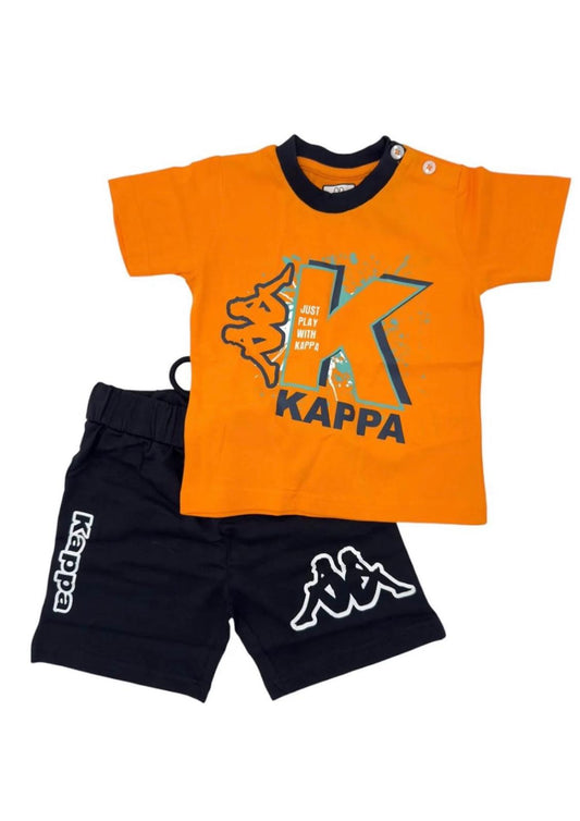 Completo neonato Maglia arancione e bermuda blu navy KAPPA