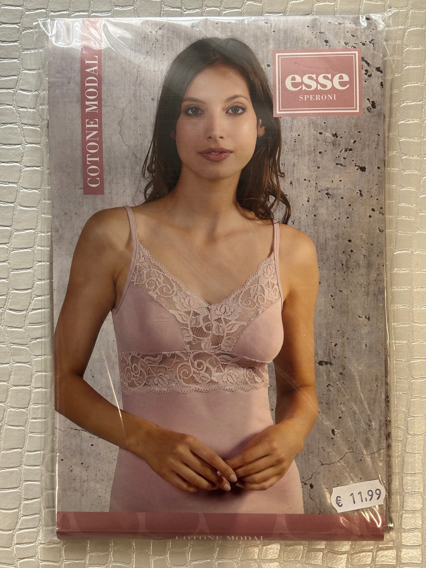 Top Donna Forma Seno Spalline Strette in cotone modal con inserti in pizzo