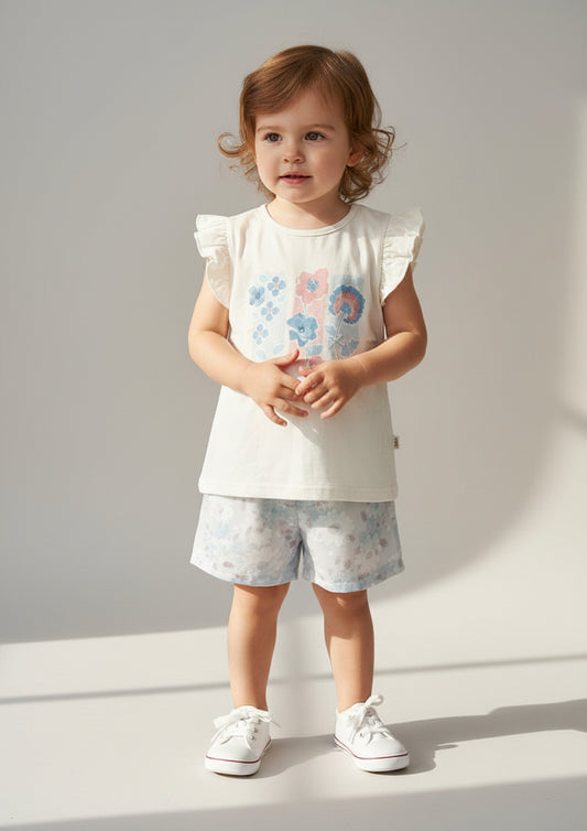 Completo bambina estivo con stampa floreale - Taglia 30 mesi