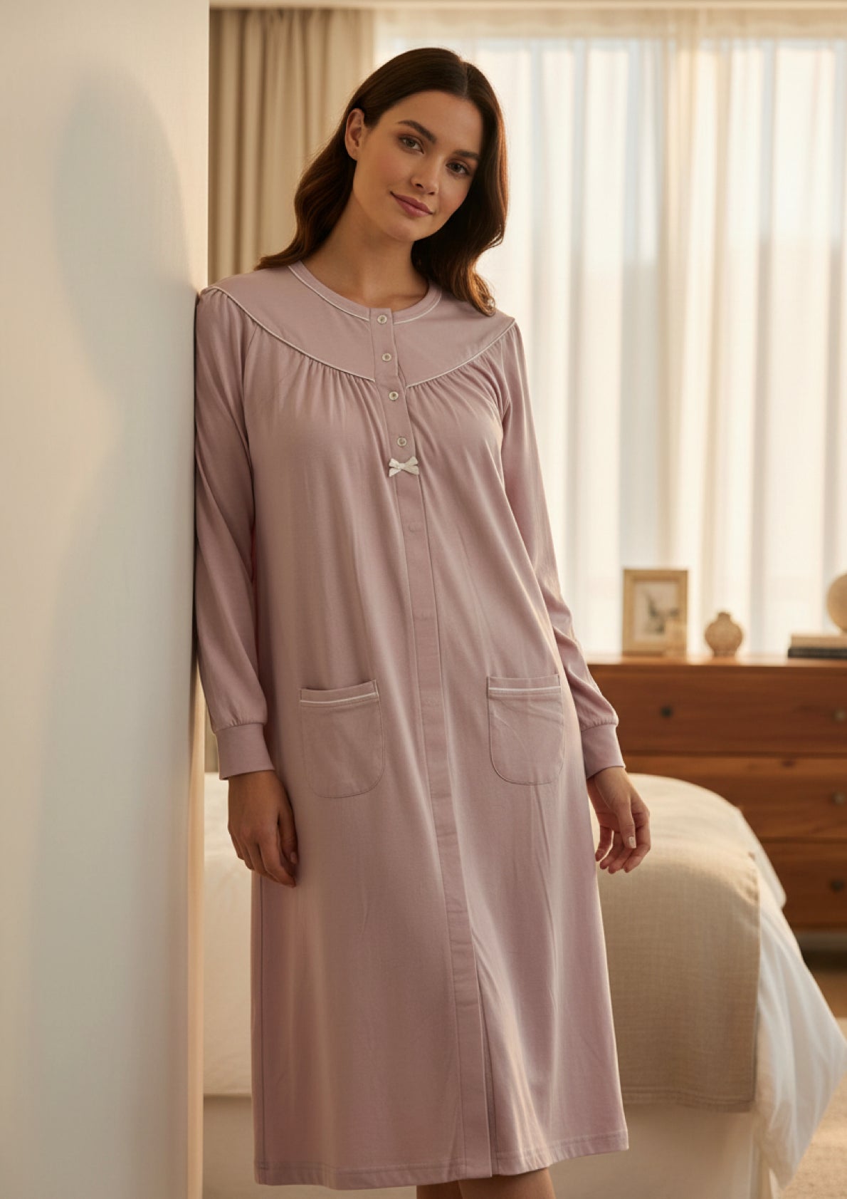 Camicia da notte in Jersey di cotone Rosa Chiaro IRGE - Taglia L/XL
